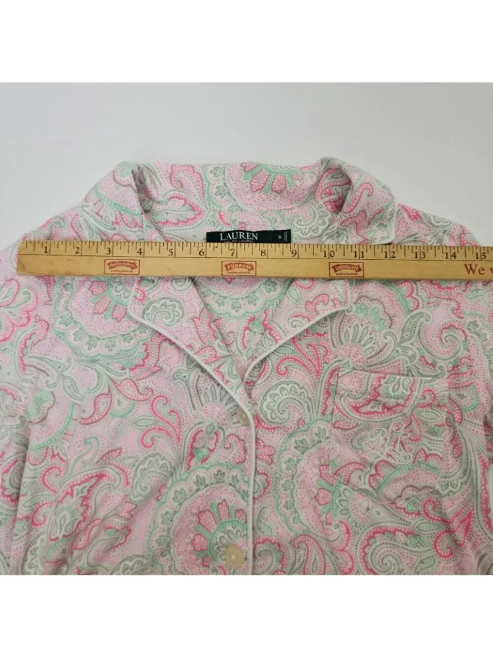 Lauren Ralph Lauren Women Pink Green Paisley Pajama Set Crop Pants Sz Small